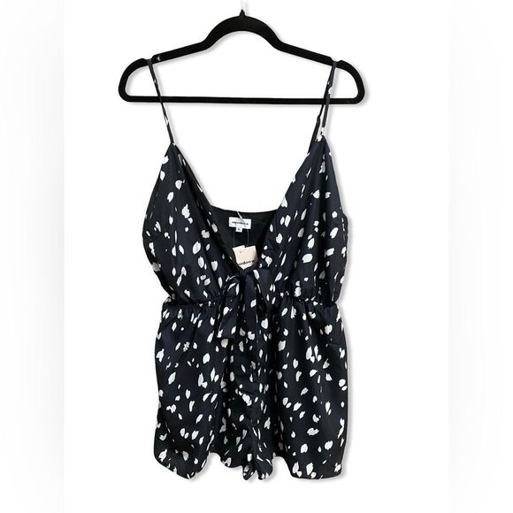 Superdown
shelby front tie romper Black White Polka Dot jumpsuit Revolve XL - Picture 4 of 8